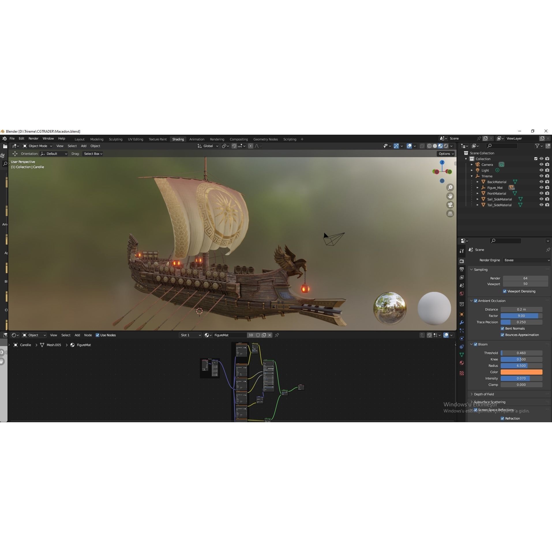 Trireme - Low-Poly Game-Ready 3D Model - View 25