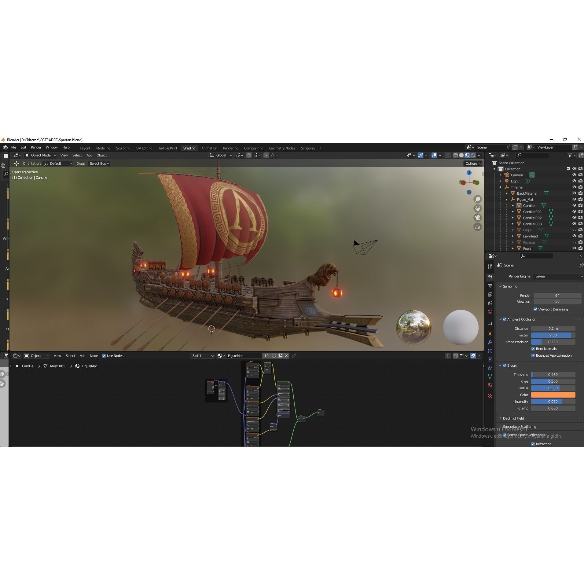 Trireme - Low-Poly Game-Ready 3D Model - View 26