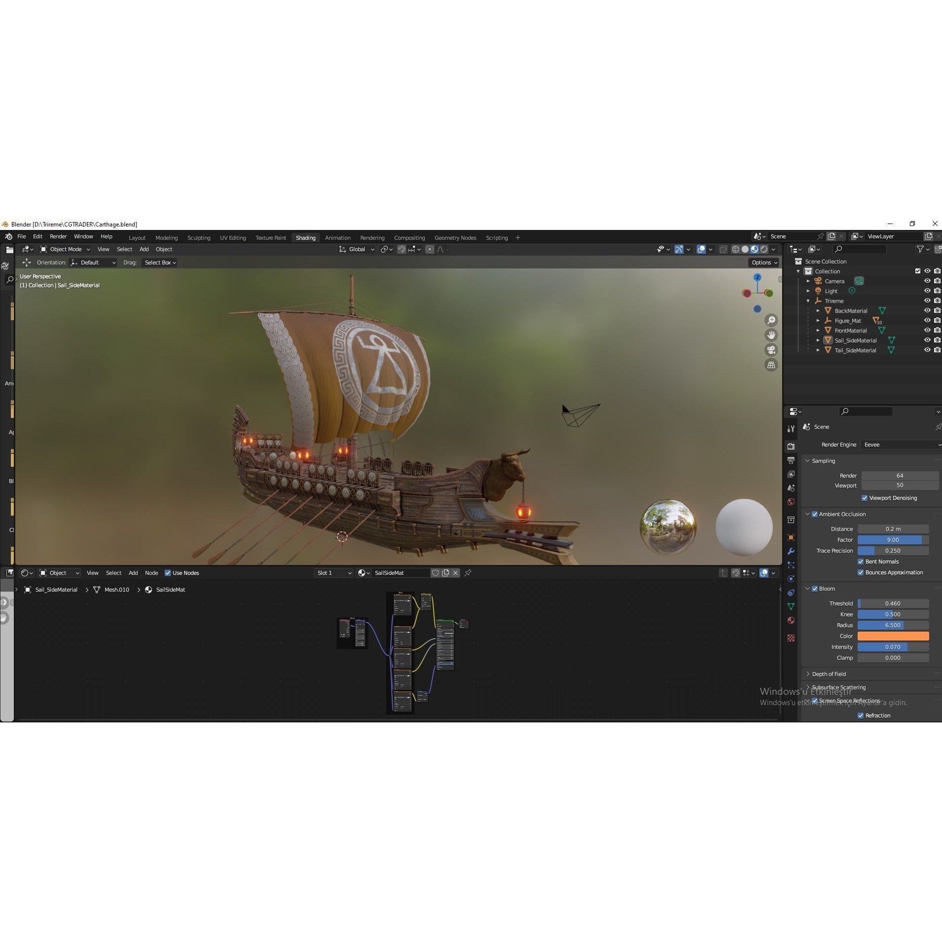 Trireme - Low-Poly Game-Ready 3D Model - View 27