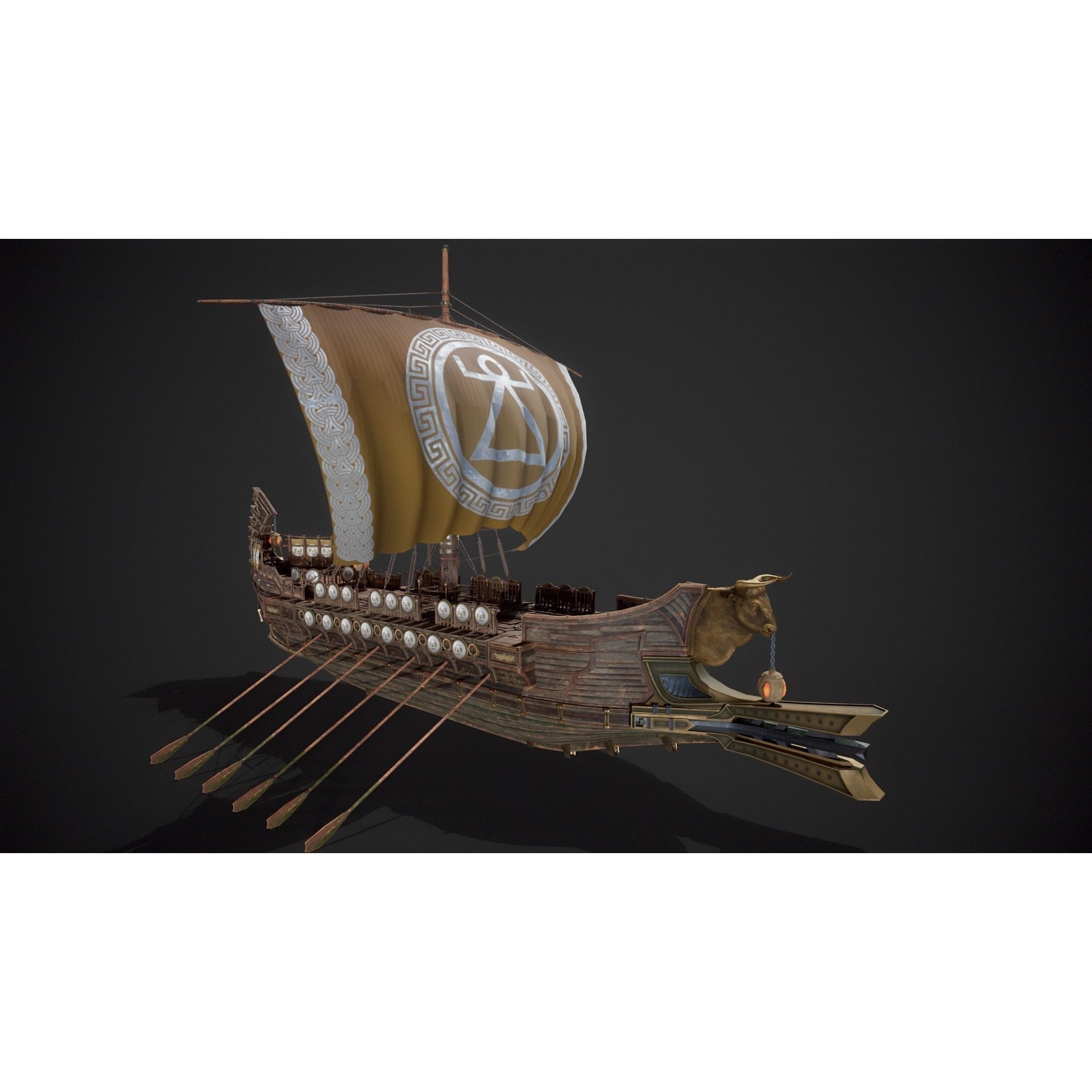 Trireme - Low-Poly Game-Ready 3D Model - View 3