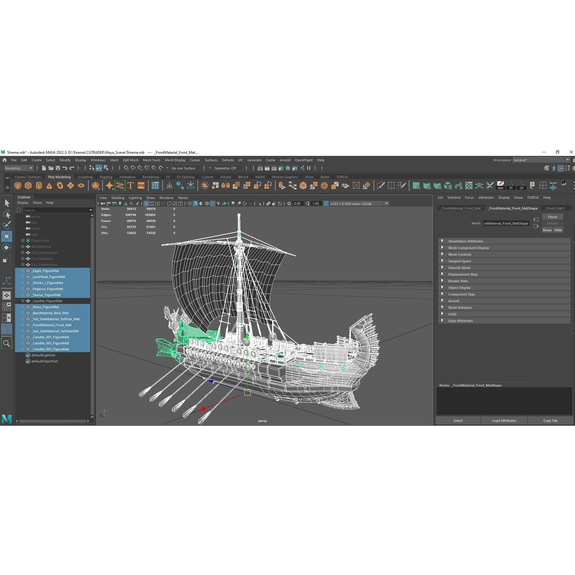 Trireme - Low-Poly Game-Ready 3D Model - View 34
