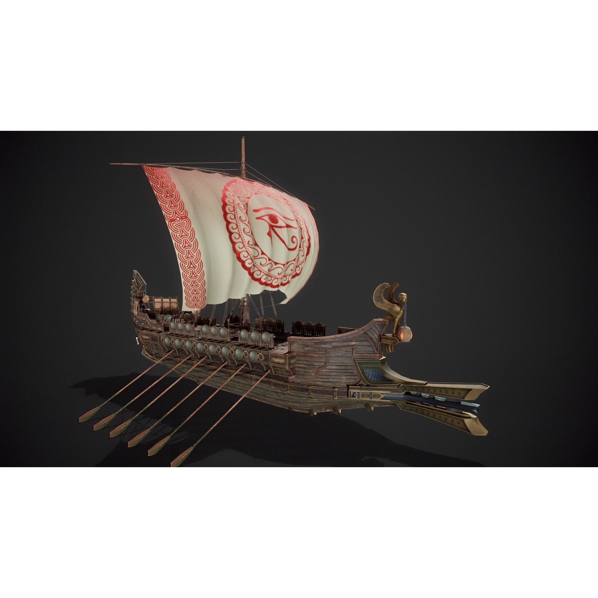 Trireme - Low-Poly Game-Ready 3D Model - View 4