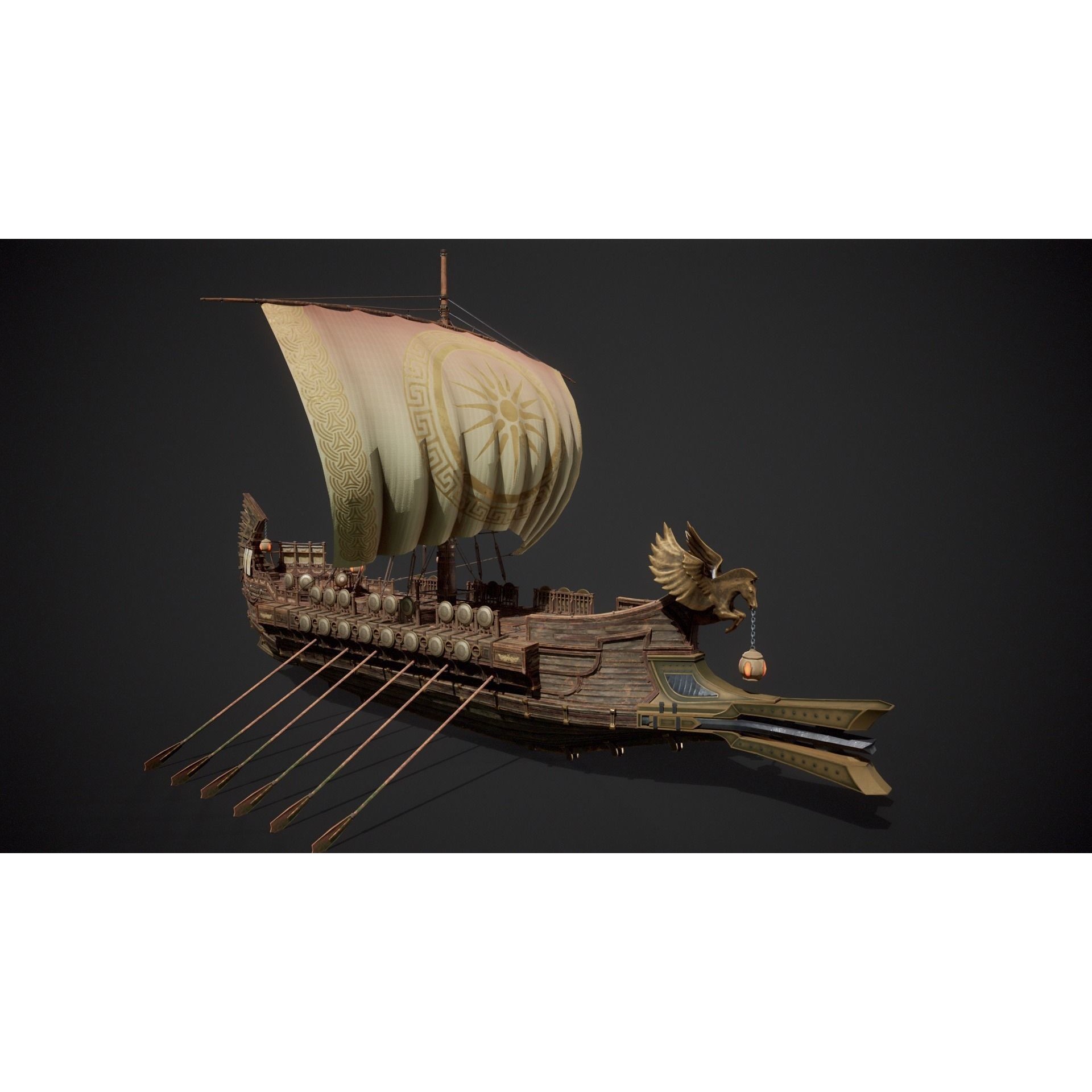 Trireme - Low-Poly Game-Ready 3D Model - View 5