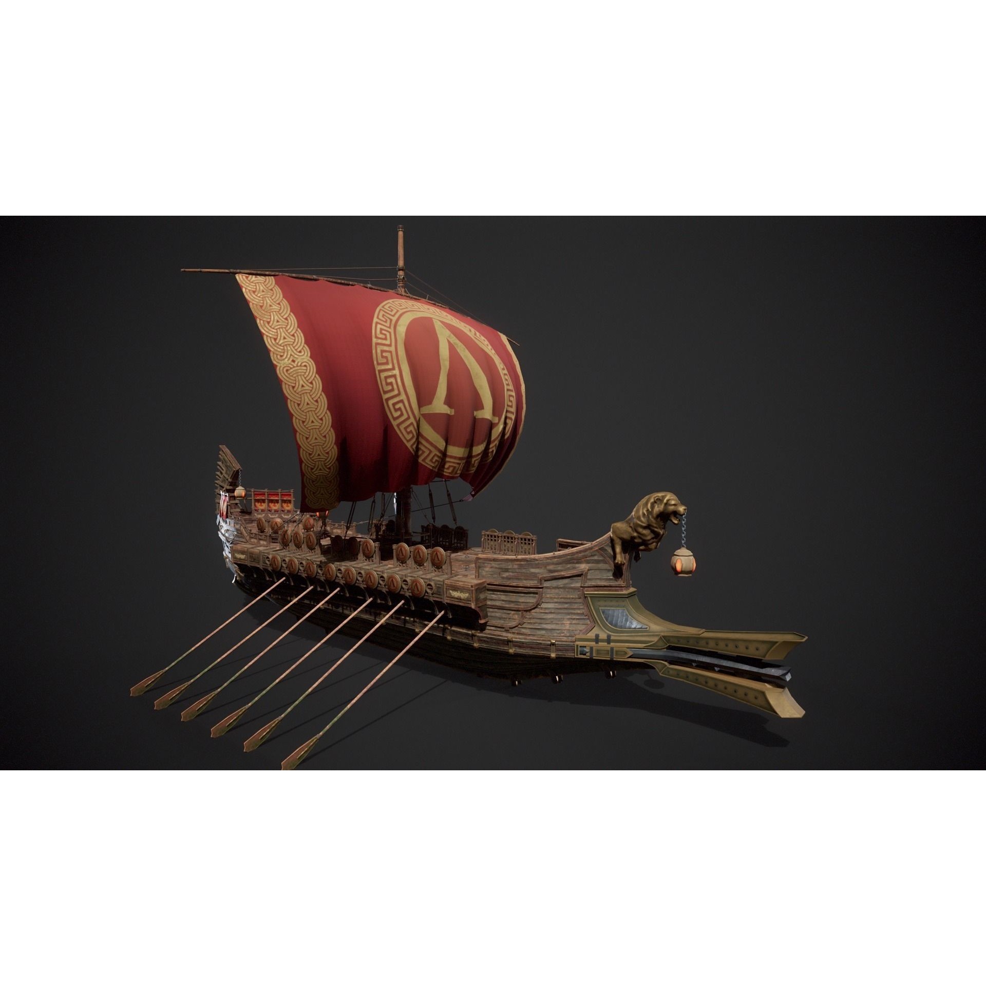 Trireme - Low-Poly Game-Ready 3D Model - View 6