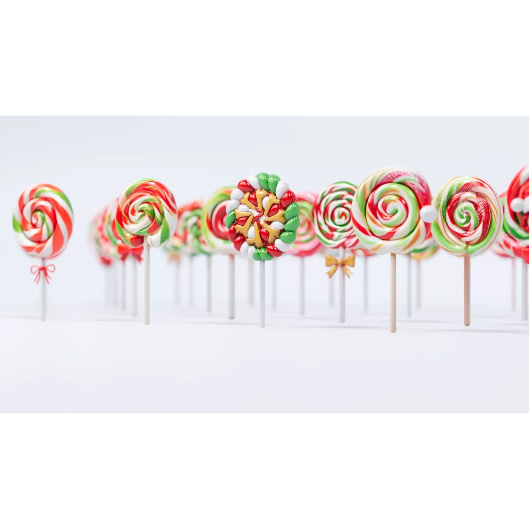Whirlpool Lollipop 3D Model – Christmas Style PBR Asset, FBX, OBJ - View 6