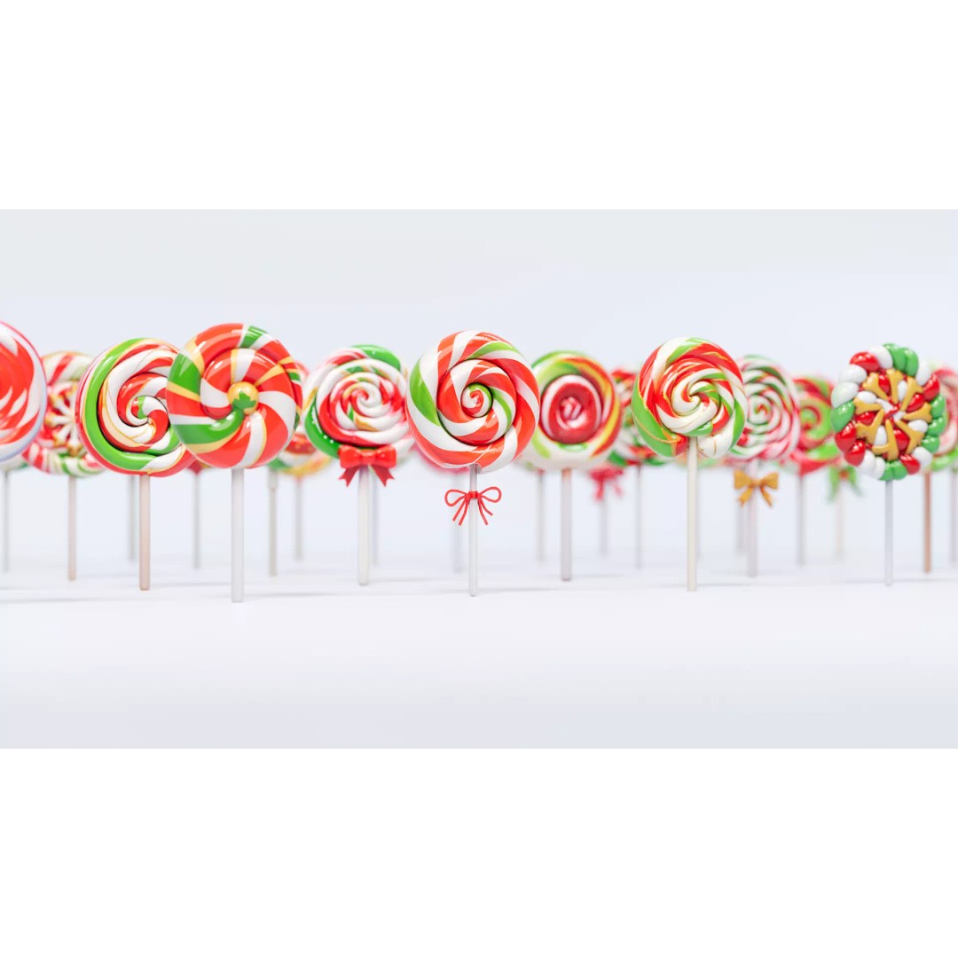 Whirlpool Lollipop 3D Model – Christmas Style PBR Asset, FBX, OBJ - View 7
