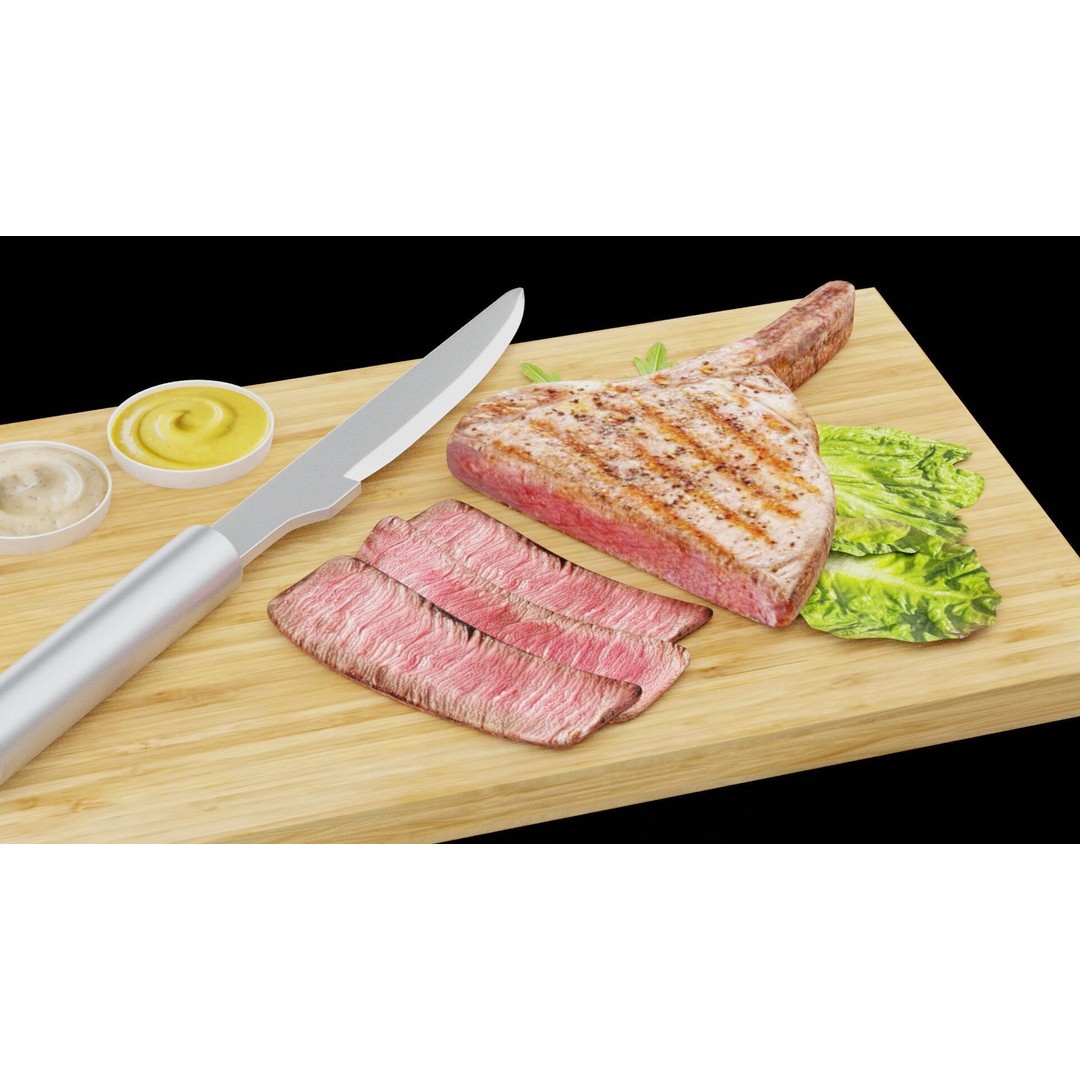 Cut Rib of Beef Plate 3D Model – Low Poly PBR Asset, FBX, OBJ - View 3