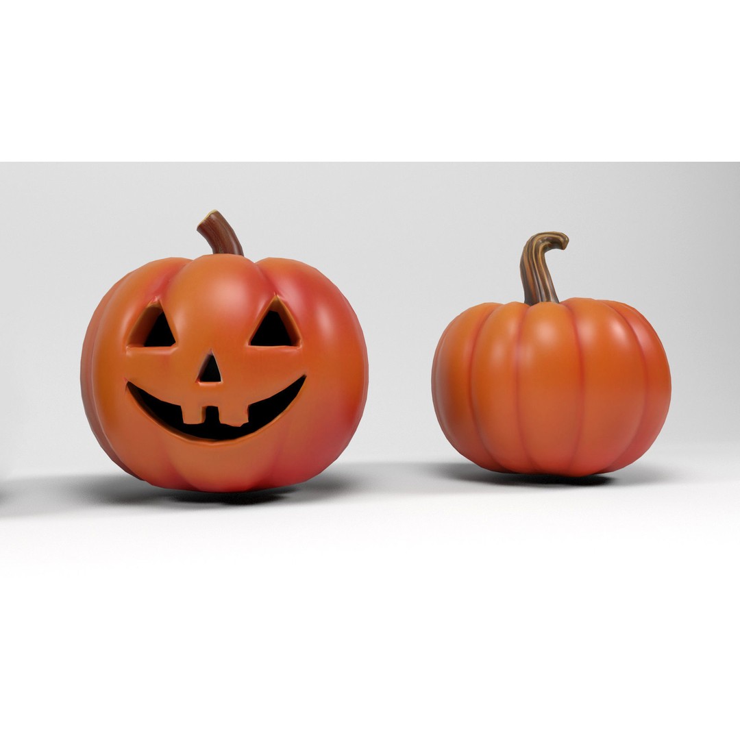 Halloween Pumpkins 3D Model – Low Poly Game Asset, FBX, OBJ, Blender - View 10