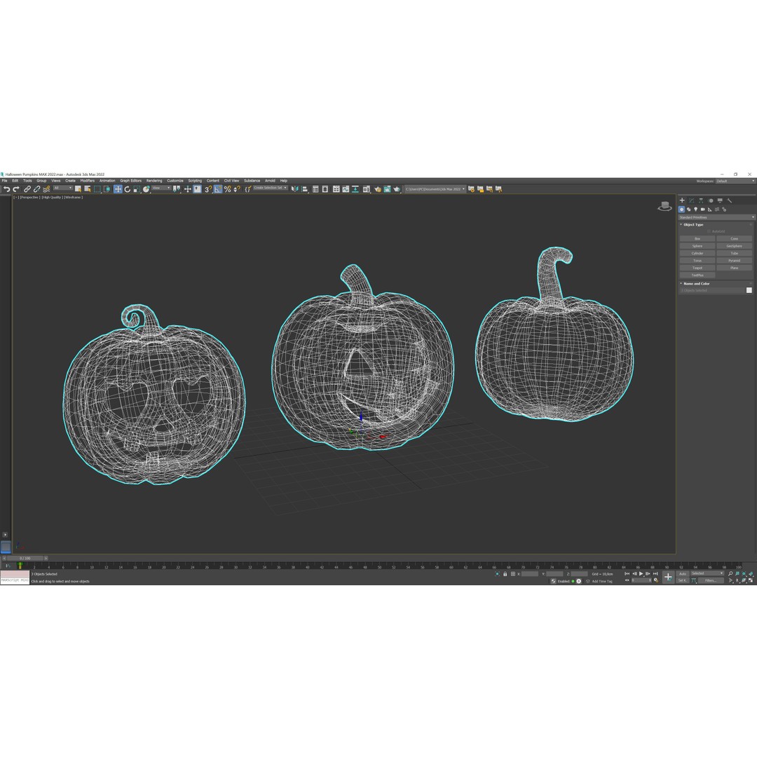 Halloween Pumpkins 3D Model – Low Poly Game Asset, FBX, OBJ, Blender - View 13