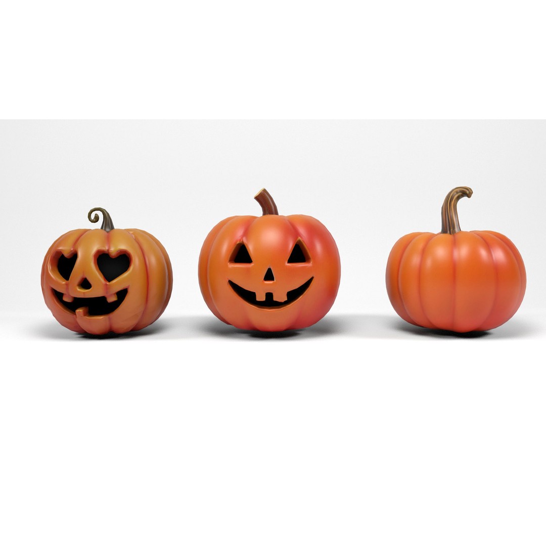 Halloween Pumpkins 3D Model – Low Poly Game Asset, FBX, OBJ, Blender - View 5