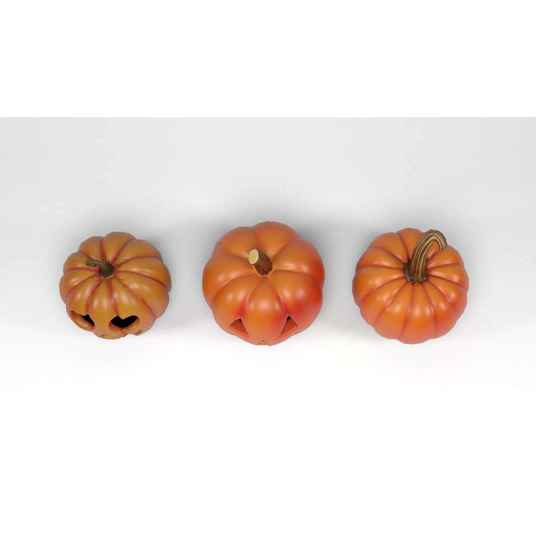 Halloween Pumpkins 3D Model – Low Poly Game Asset, FBX, OBJ, Blender - View 6