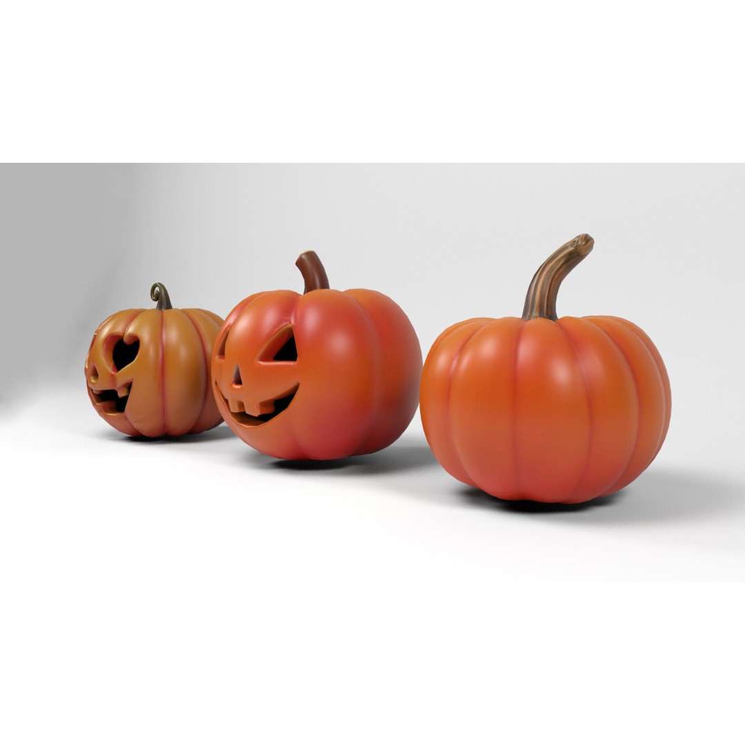 Halloween Pumpkins 3D Model – Low Poly Game Asset, FBX, OBJ, Blender - View 8