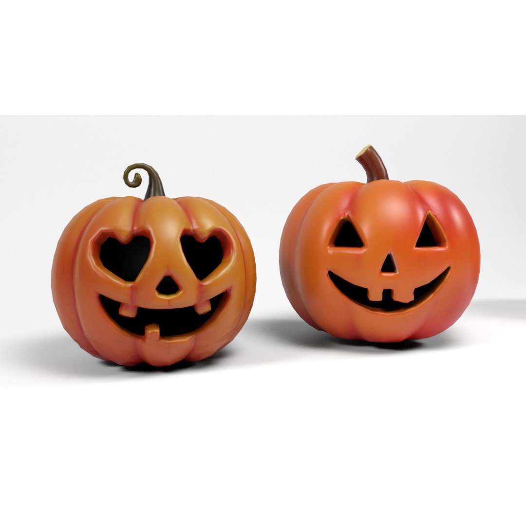 Halloween Pumpkins 3D Model – Low Poly Game Asset, FBX, OBJ, Blender - View 9