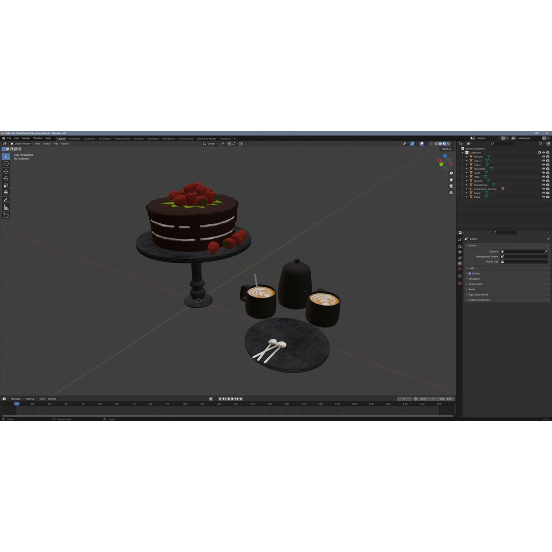 Cake 3D Model – PBR Low Poly Game Asset, FBX, OBJ, Blender - View 12