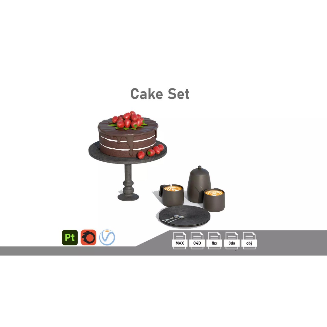 Cake 3D Model – PBR Low Poly Game Asset, FBX, OBJ, Blender - View 2