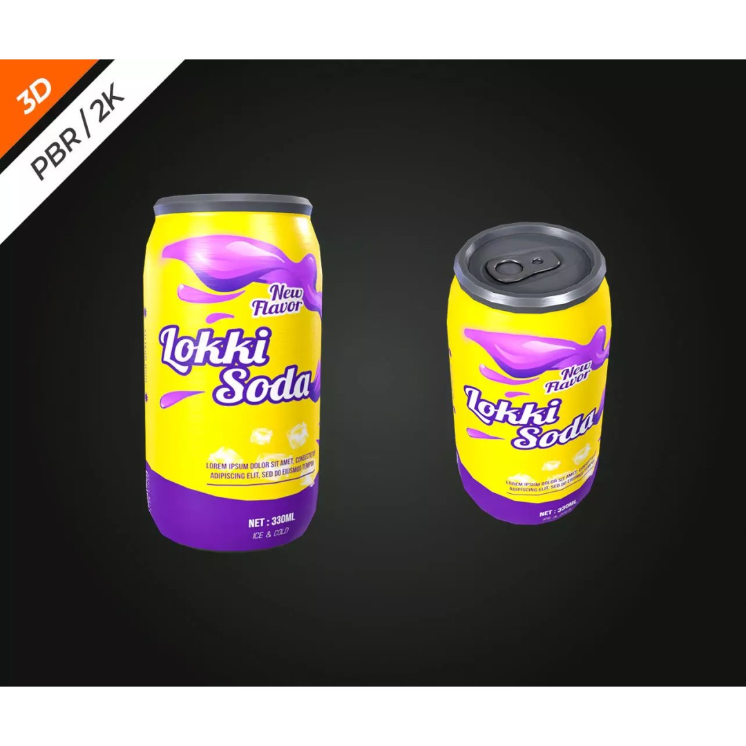 Soda Cans 3D Model – Low Poly Game Asset, PBR Textures, FBX - View 12