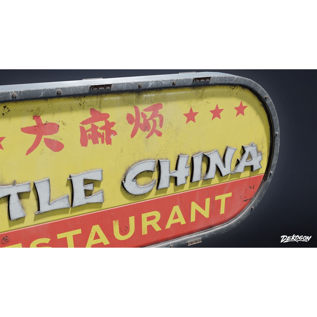 Chinese Food Sign 3D Model – Low Poly Game Asset, FBX - View 10