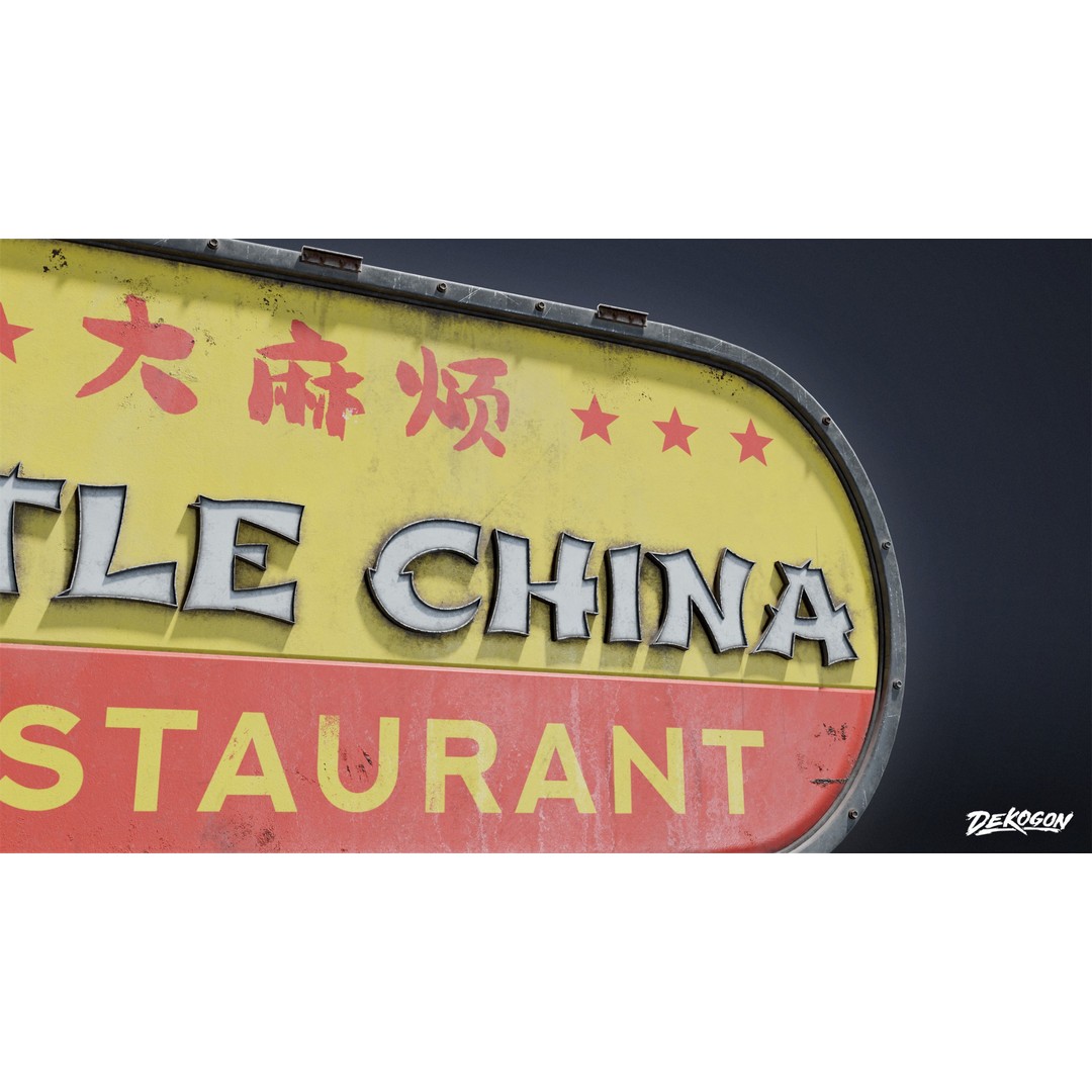 Chinese Food Sign 3D Model – Low Poly Game Asset, FBX - View 19