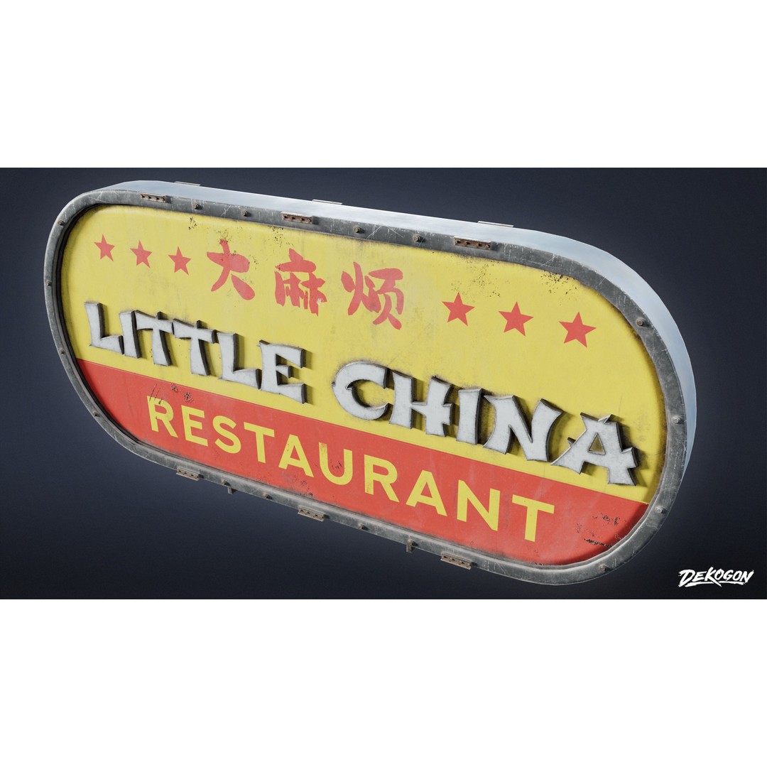 Chinese Food Sign 3D Model – Low Poly Game Asset, FBX - View 7