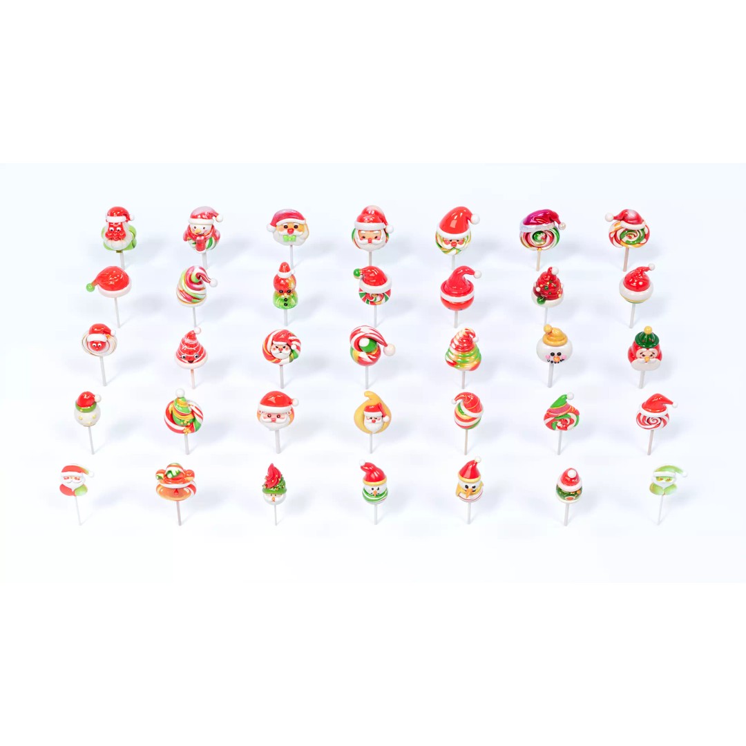 Christmas Hat Lollipop 3D Model – PBR Textures, Game Ready, FBX - View 2