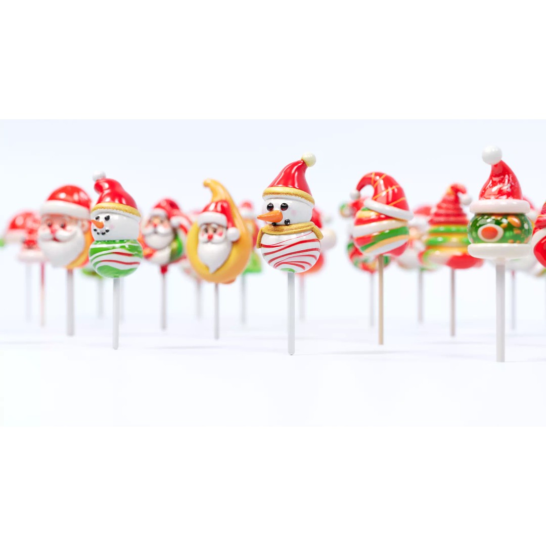 Christmas Hat Lollipop 3D Model – PBR Textures, Game Ready, FBX - View 6