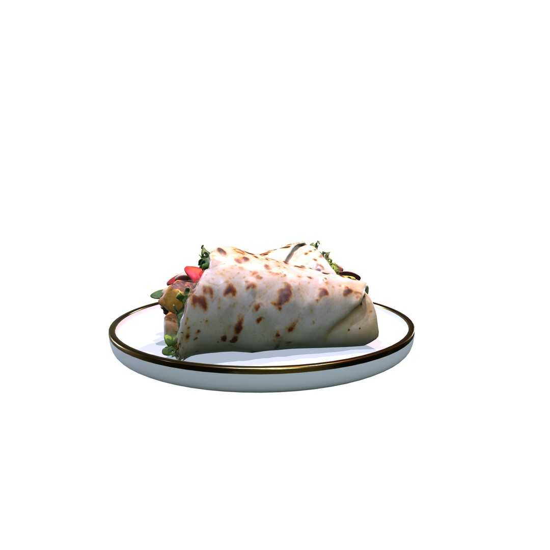 Shawarma Burrito Grilled Kebab 3D Model – Low Poly PBR Food Asset, FBX, OBJ - View 14
