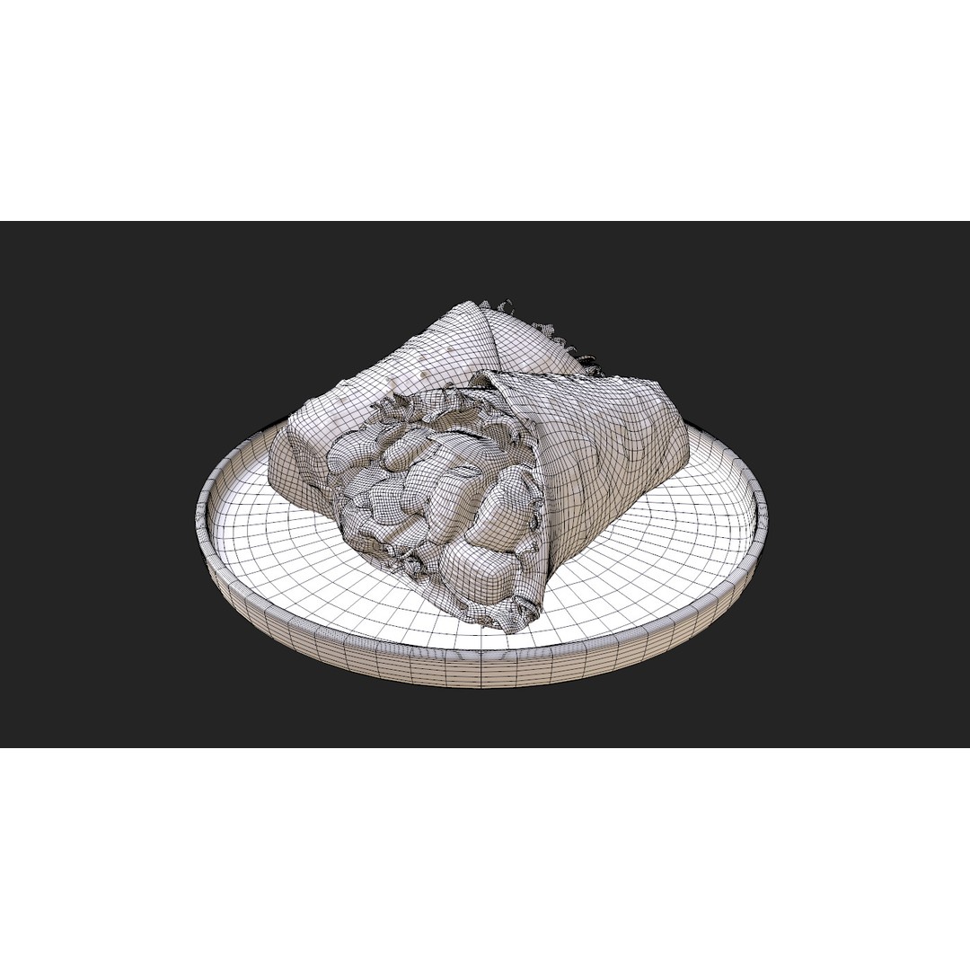 Shawarma Burrito Grilled Kebab 3D Model – Low Poly PBR Food Asset, FBX, OBJ - View 18