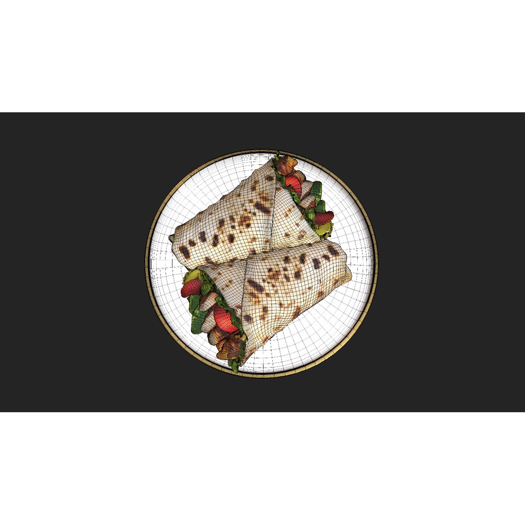 Shawarma Burrito Grilled Kebab 3D Model – Low Poly PBR Food Asset, FBX, OBJ - View 22