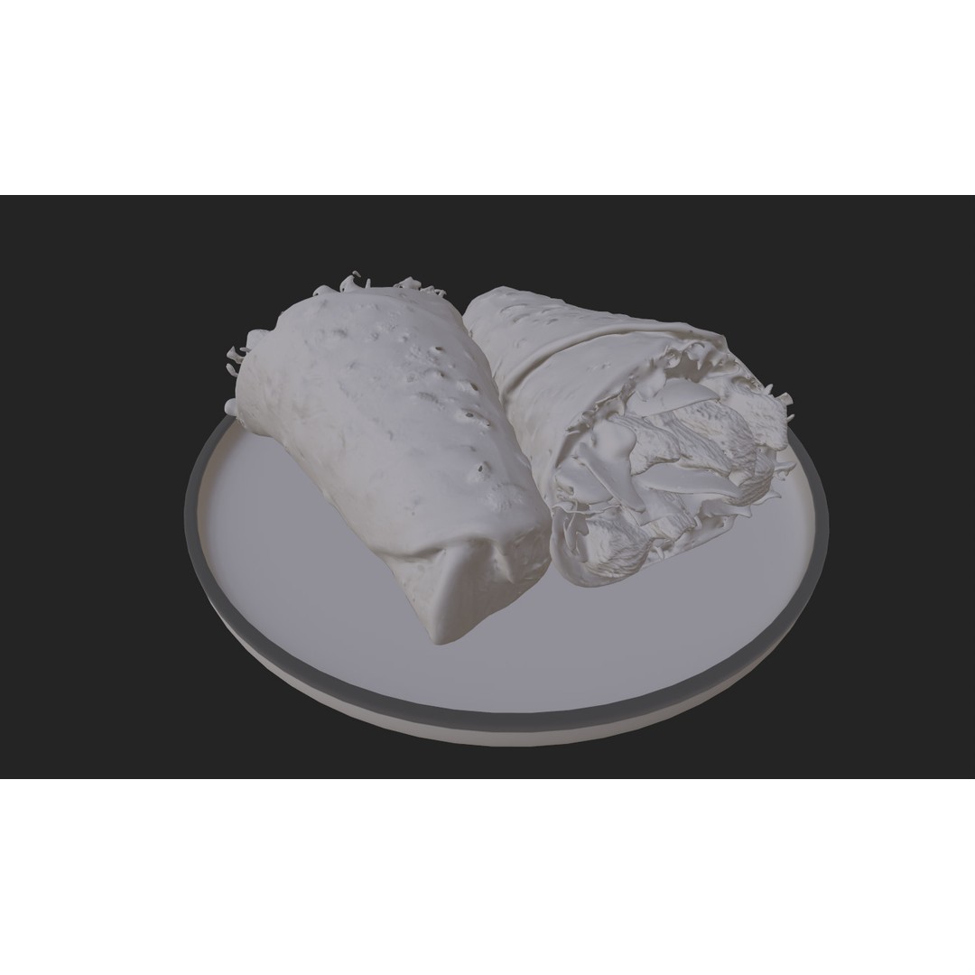 Shawarma Burrito Grilled Kebab 3D Model – Low Poly PBR Food Asset, FBX, OBJ - View 23