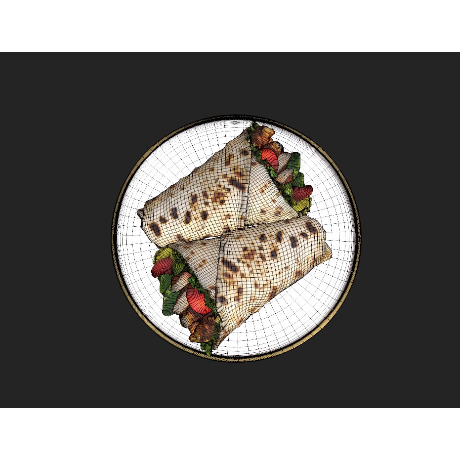 Shawarma Burrito Grilled Kebab 3D Model – Low Poly PBR Food Asset, FBX, OBJ - View 25