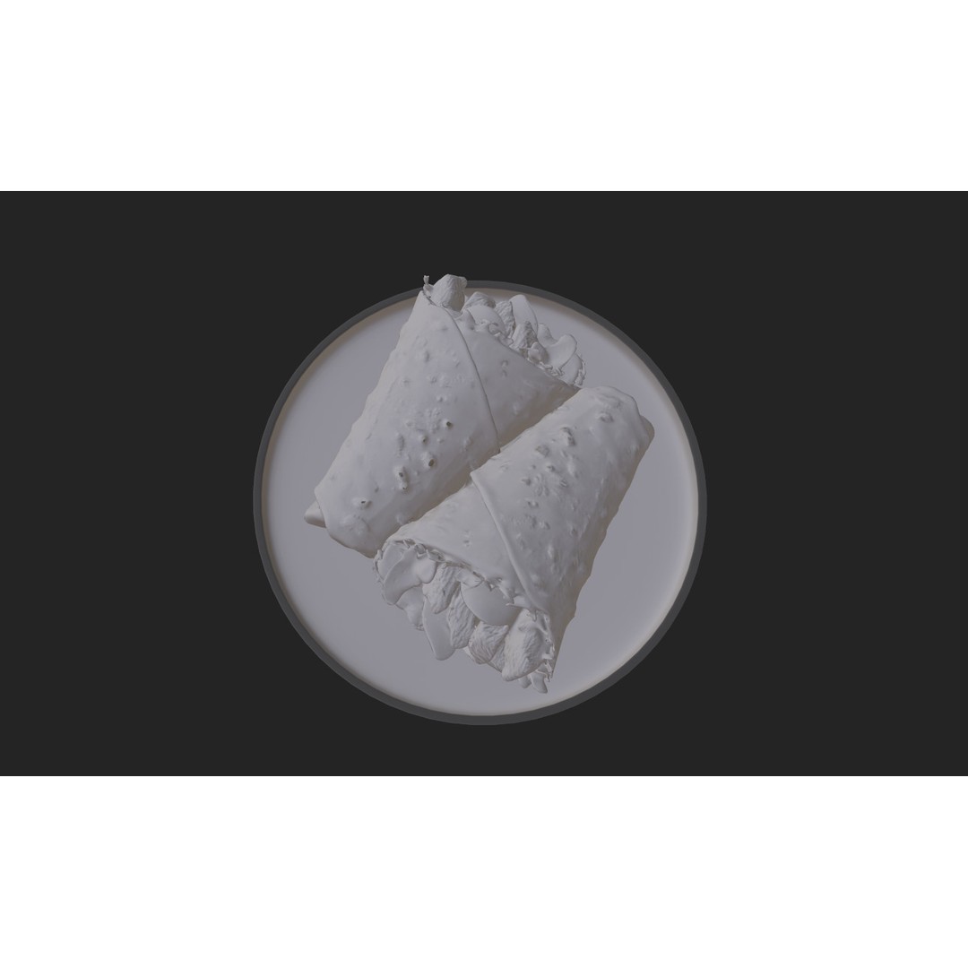 Shawarma Burrito Grilled Kebab 3D Model – Low Poly PBR Food Asset, FBX, OBJ - View 29
