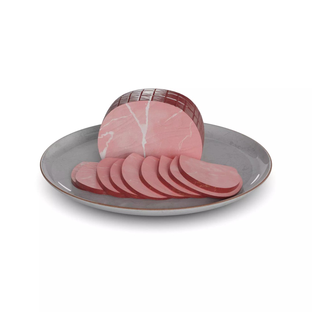 Honey Glazed Ham Slices 3D Model – Low Poly Food Asset, FBX - View 2