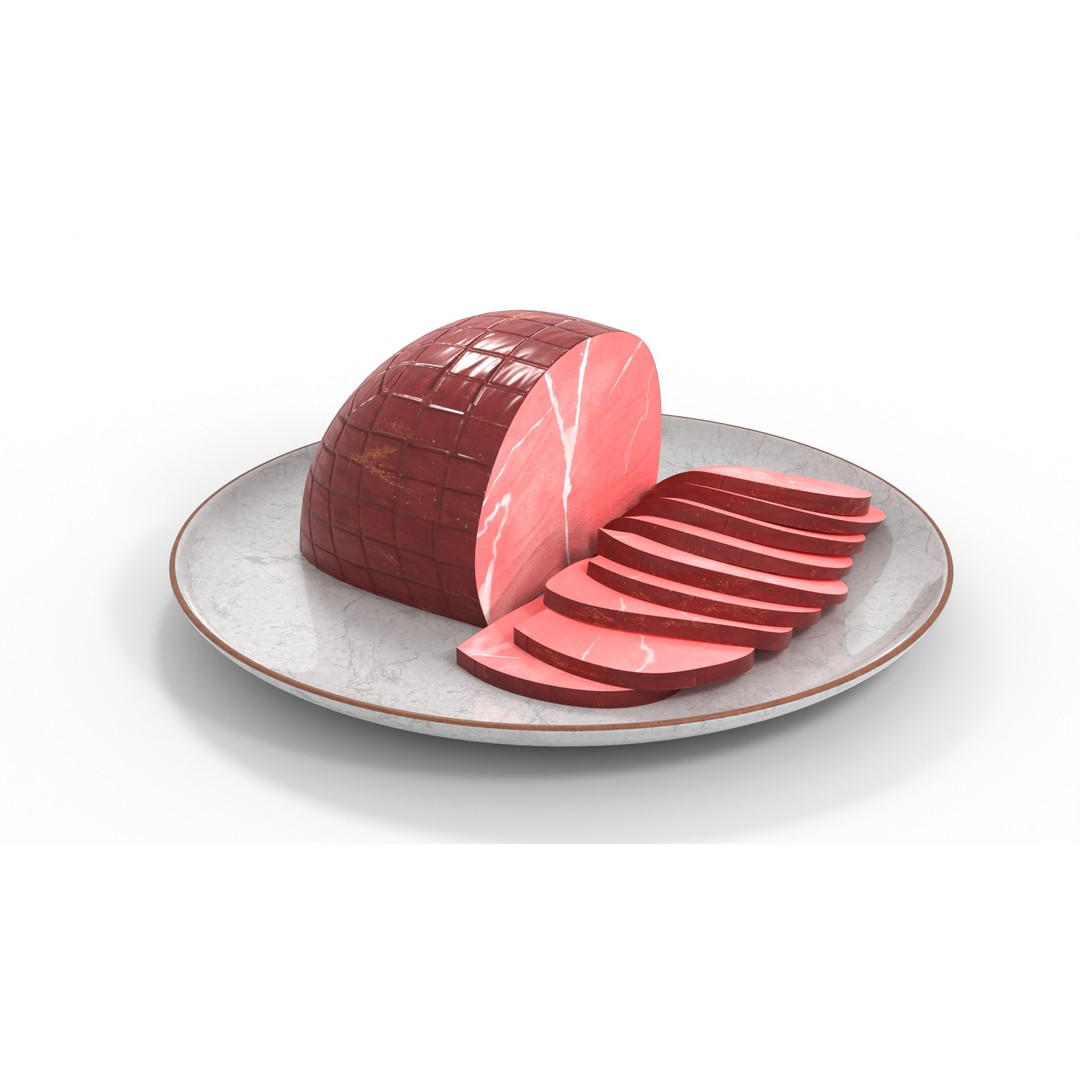 Honey Glazed Ham Slices 3D Model – Low Poly Food Asset, FBX - View 3