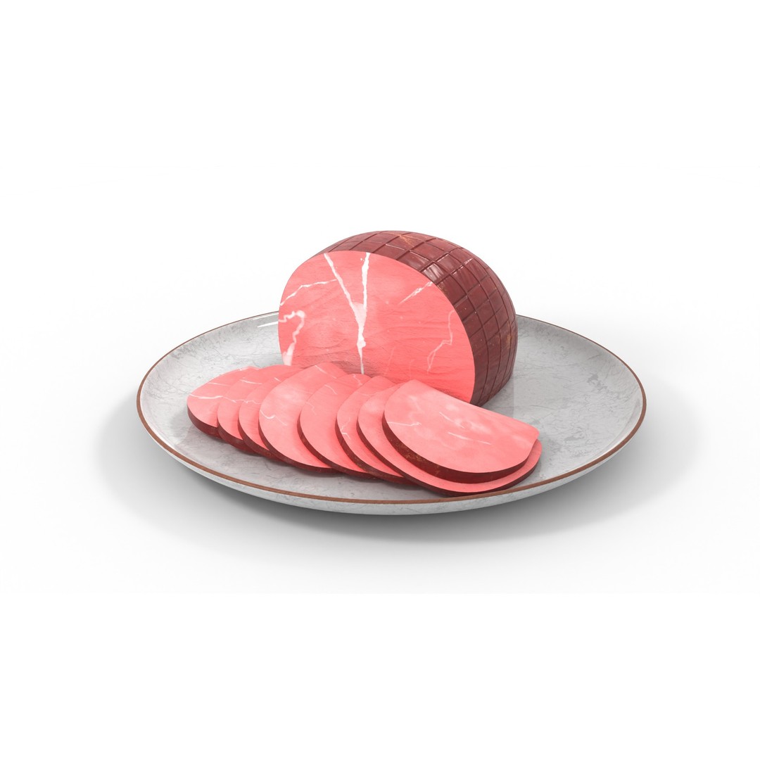 Honey Glazed Ham Slices 3D Model – Low Poly Food Asset, FBX - View 4