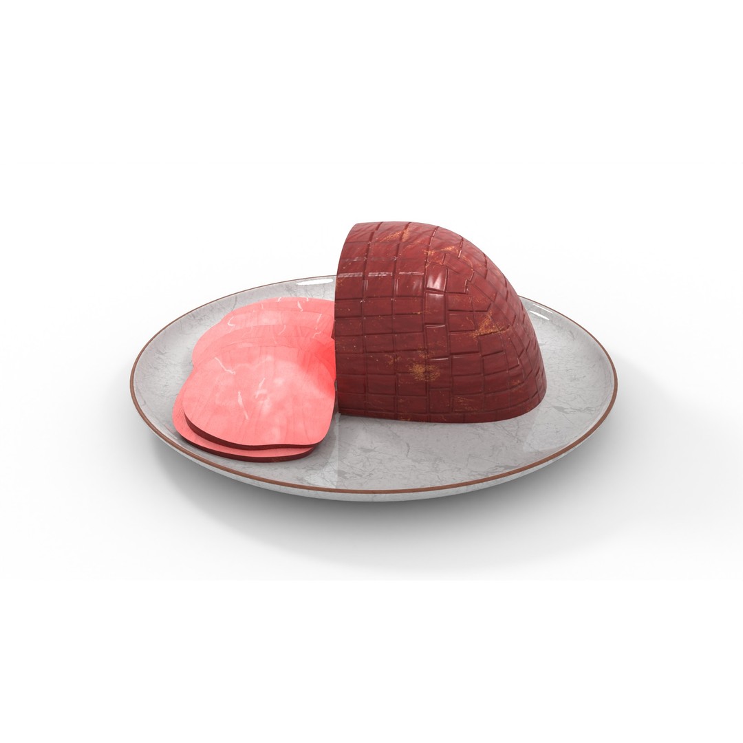 Honey Glazed Ham Slices 3D Model – Low Poly Food Asset, FBX - View 5