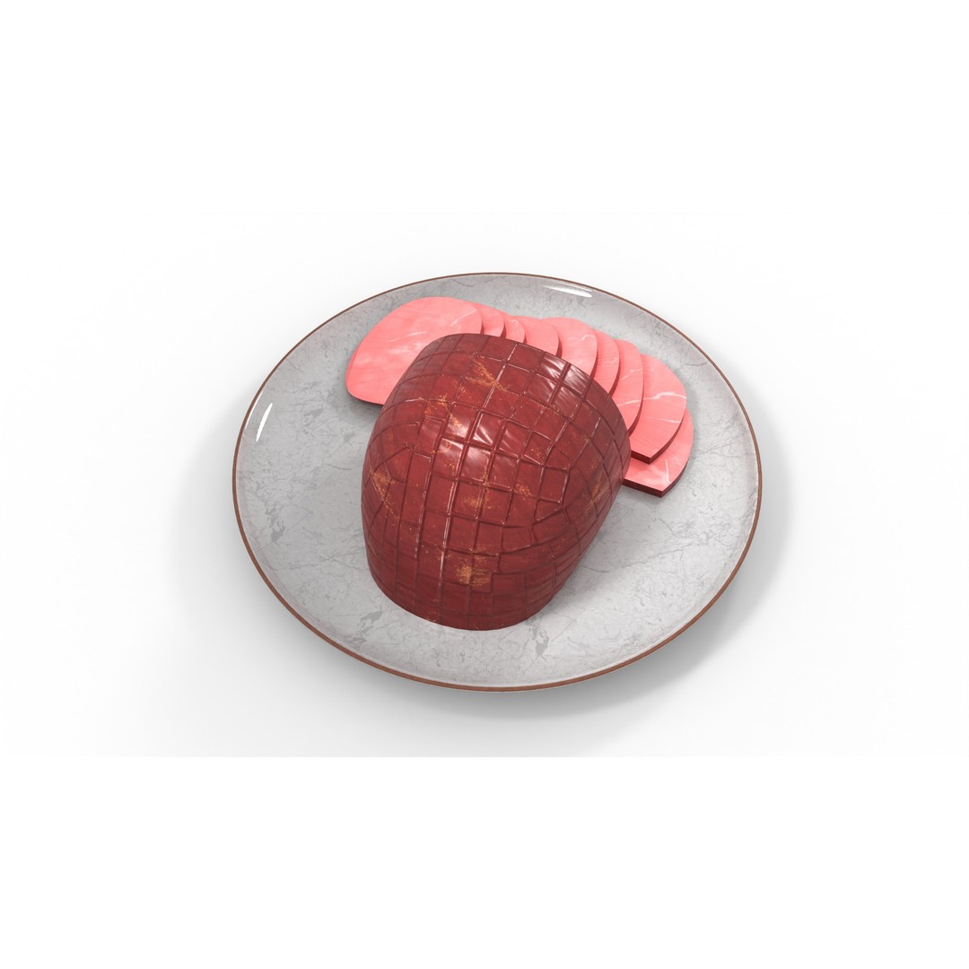 Honey Glazed Ham Slices 3D Model – Low Poly Food Asset, FBX - View 6