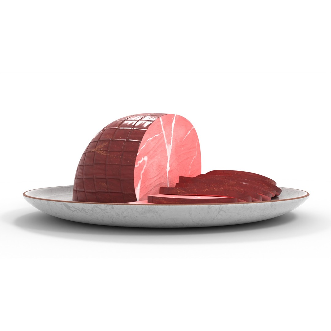 Honey Glazed Ham Slices 3D Model – Low Poly Food Asset, FBX - View 7