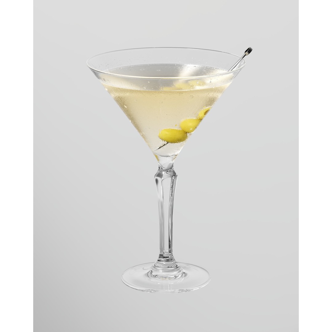 Dry Martini Cocktail 3D Model – Realistic PBR Asset, FBX