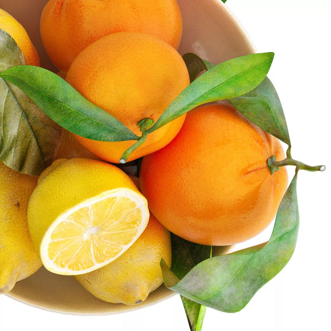 Bowl of Yellow Lemon and Orange Fruit 3D Model – PBR Textured, OBJ/FBX Formats - View 5