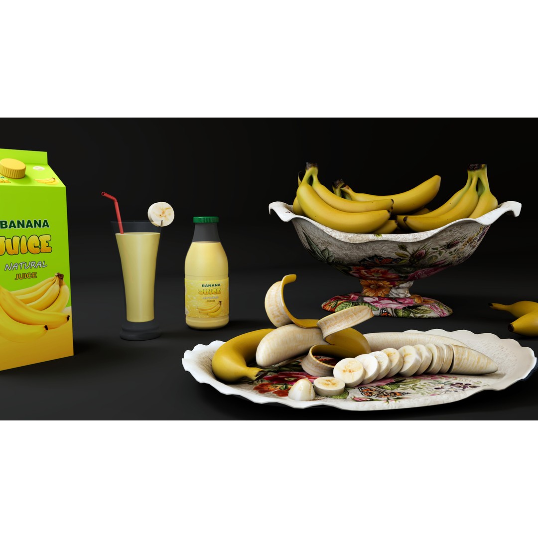 Banana 3D Model – Low Poly PBR Asset, FBX Format - View 4