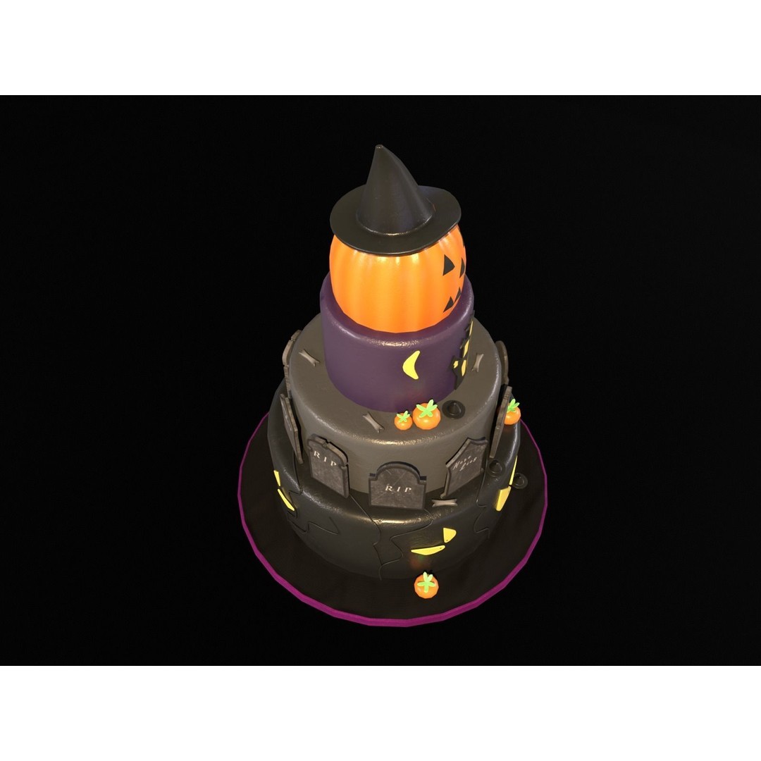 Three Level Halloween Cake 3D Model – Low Poly PBR Asset, FBX, OBJ - View 19