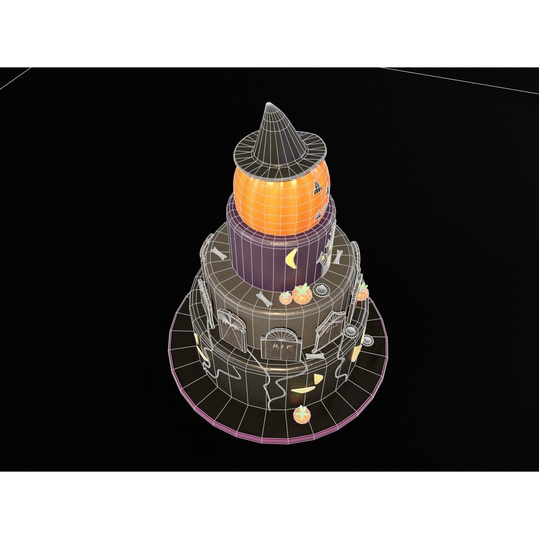 Three Level Halloween Cake 3D Model – Low Poly PBR Asset, FBX, OBJ - View 20