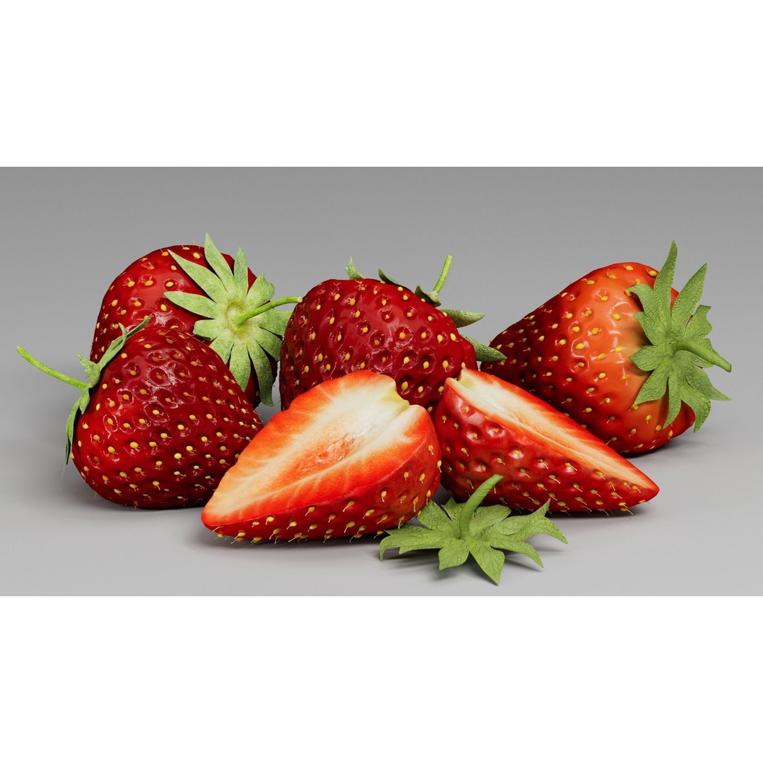 Strawberry 3D Model – Realistic Fruit Asset with Textures, FBX, OBJ