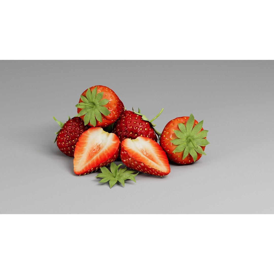 Strawberry 3D Model – Realistic Fruit Asset with Textures, FBX, OBJ - View 12