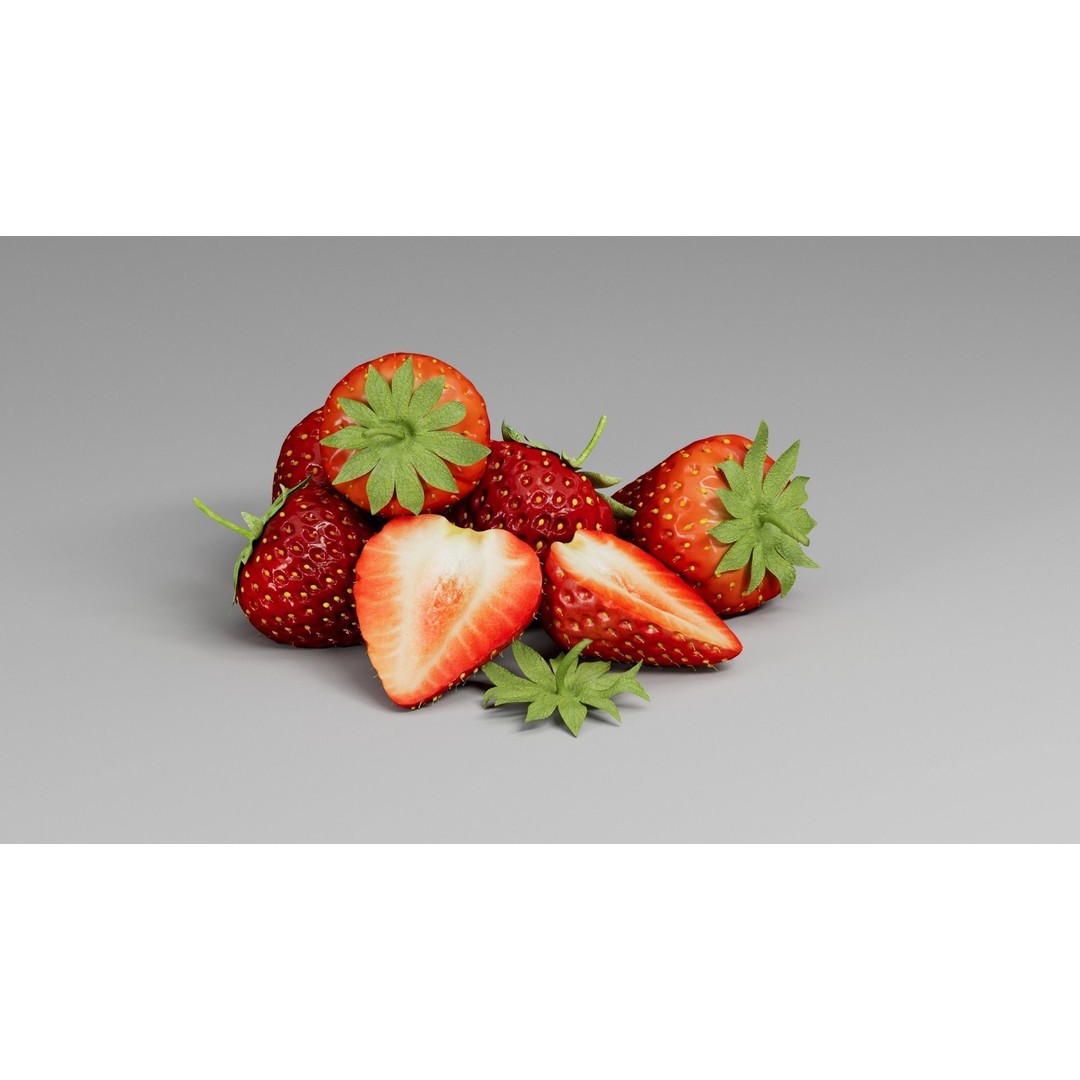 Strawberry 3D Model – Realistic Fruit Asset with Textures, FBX, OBJ - View 13