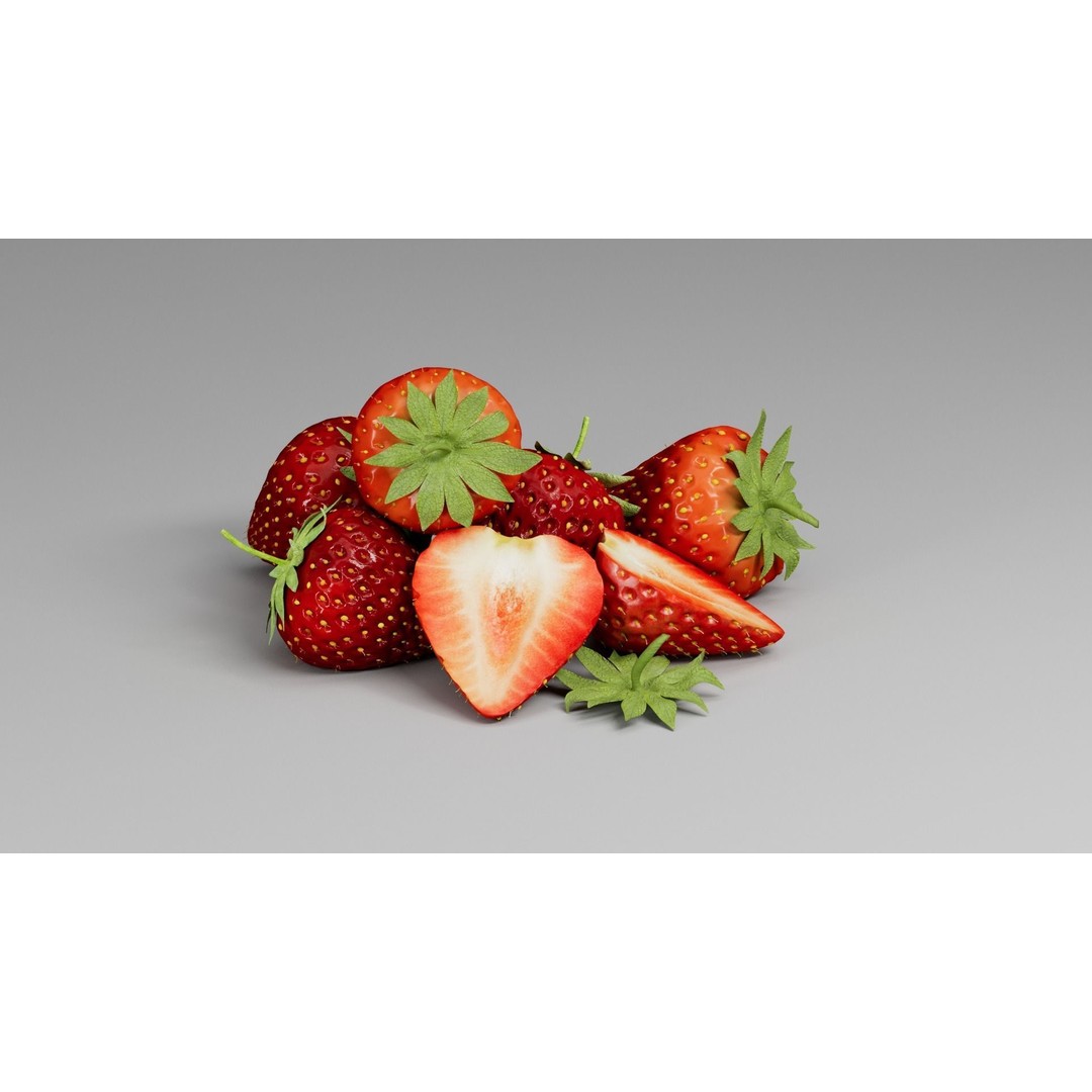 Strawberry 3D Model – Realistic Fruit Asset with Textures, FBX, OBJ - View 14