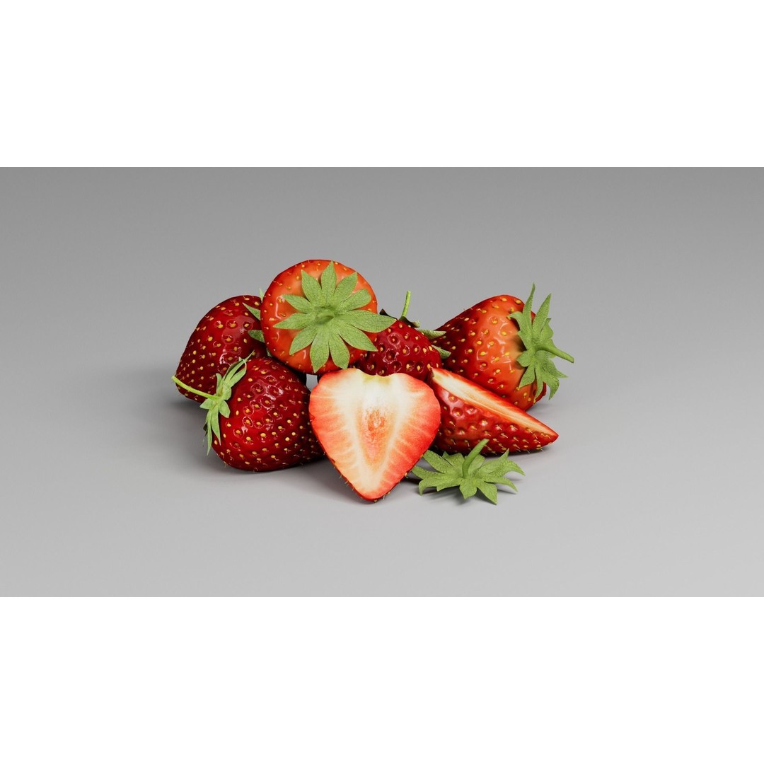 Strawberry 3D Model – Realistic Fruit Asset with Textures, FBX, OBJ - View 15