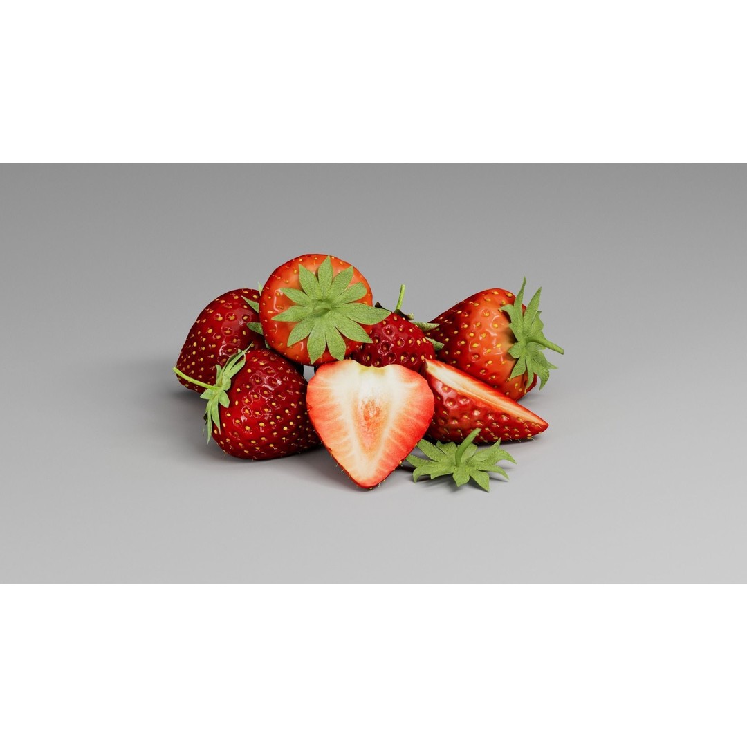 Strawberry 3D Model – Realistic Fruit Asset with Textures, FBX, OBJ - View 16