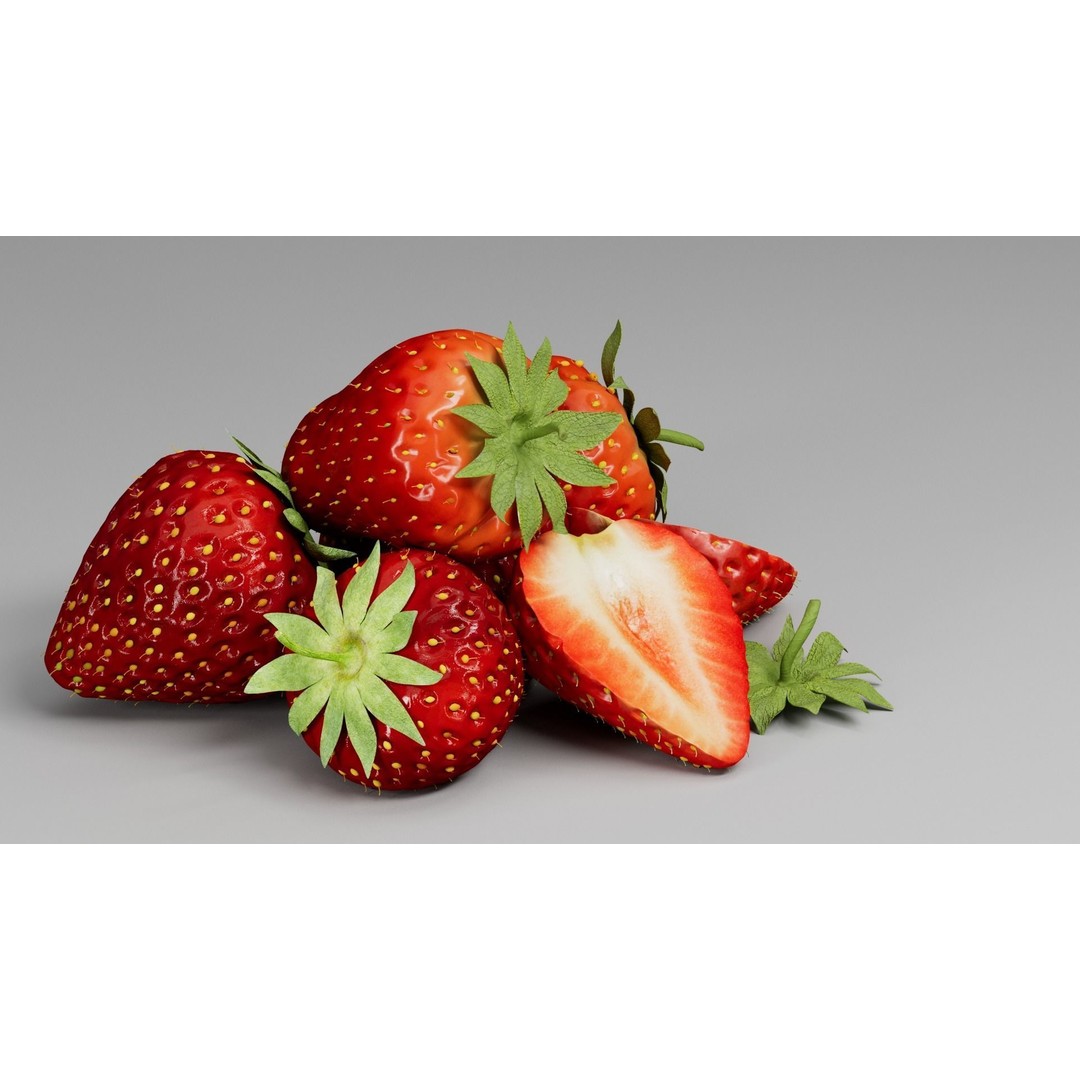 Strawberry 3D Model – Realistic Fruit Asset with Textures, FBX, OBJ - View 4