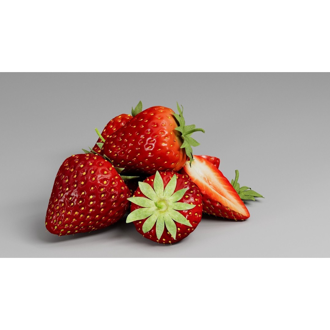 Strawberry 3D Model – Realistic Fruit Asset with Textures, FBX, OBJ - View 5